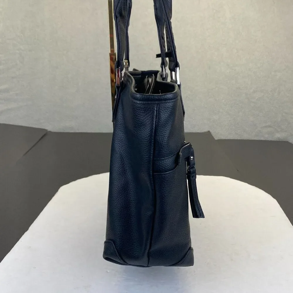 Rosetti Large Tote Shoulder Bag Purse,Black Leather